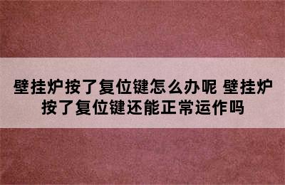 壁挂炉按了复位键怎么办呢 壁挂炉按了复位键还能正常运作吗